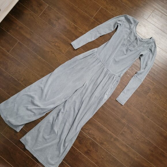 Free People Hot Shot Wide Leg Jumpsuit Womens M Grey Casual Relaxed Athleisure - Picture 2 of 10